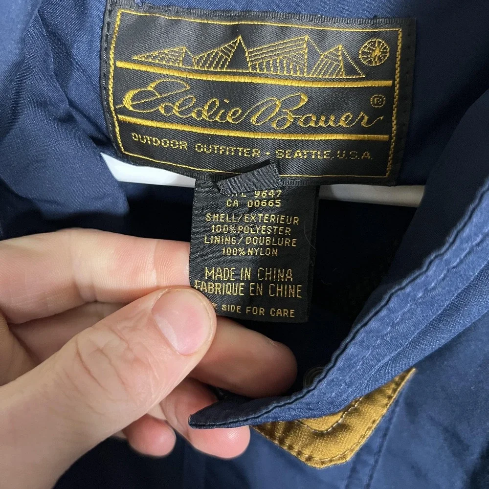 Vintage Eddie Bauer Jacket Mens Large Blue Gore-Tex Parka Hooded Waterproof‎ 90s